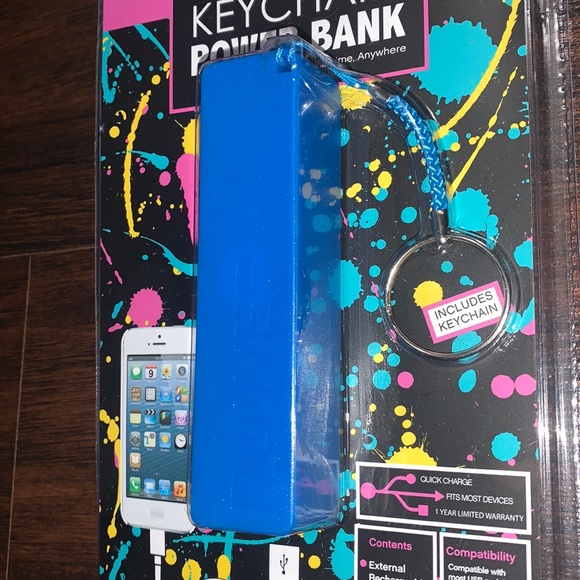 Keychain Power Bank Portable Charger Blue - Picture 2 of 4